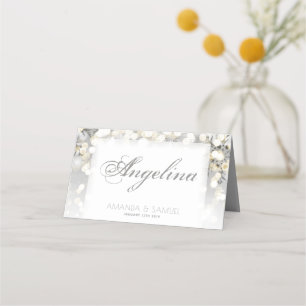 Winter Silver and Gold Sparkle Wedding Place Card