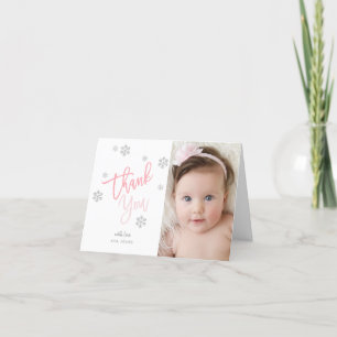 Winter Silver Glitter Snowflake Thank You Photo
