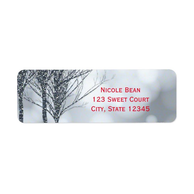 Winter Silver Glitter Trees Holiday Winter Wedding (Front)