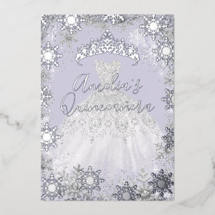 Winter Silver Purple Snowflake Quinceanera