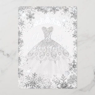Winter Silver Snowflake White Quinceanera