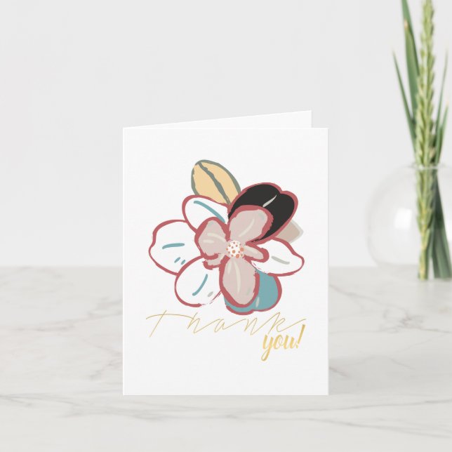 Winter Single Magnolia Flower Thank You Card (Front)