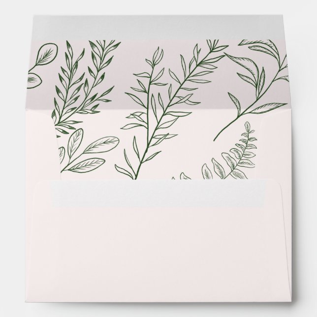 Winter Sketched Botanical Blush Pink Holiday Envelope (Back (Bottom))