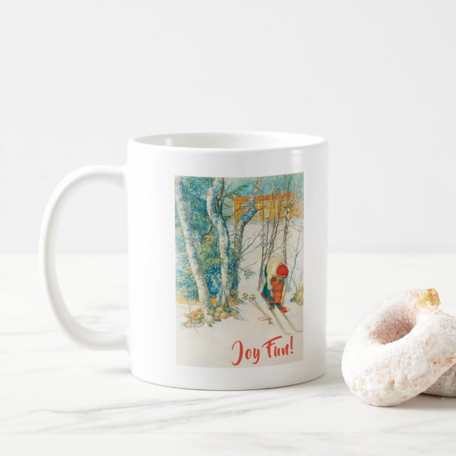 Winter Ski by Carl Larsson Coffee Mug (With Donut)