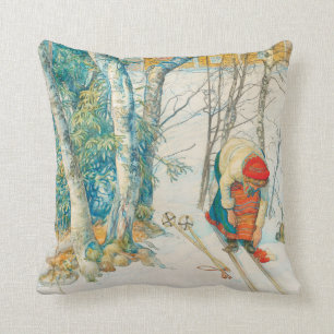 Winter Ski by Carl Larsson Cushion