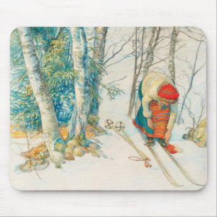 Winter Ski by Carl Larsson Mouse Mat