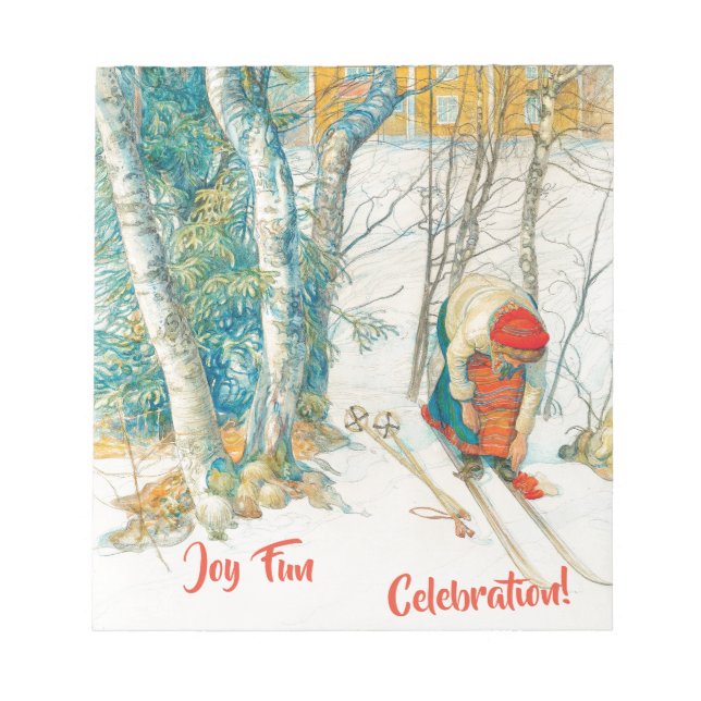 Winter Ski by Carl Larsson Notepad (Front)