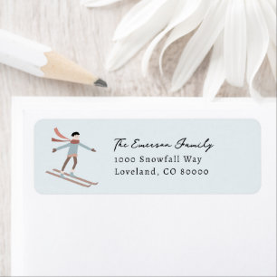 Winter Ski Holiday Return Address Label