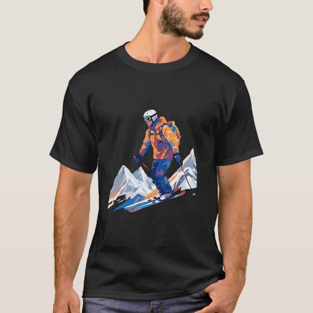 Winter Ski Mountain Fun Fun Voyage Discovery T-Shirt (Front)