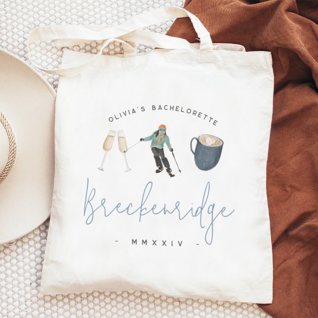 Winter Ski Resort Personalised Bachelorette Party Tote Bag (Creator Uploaded)