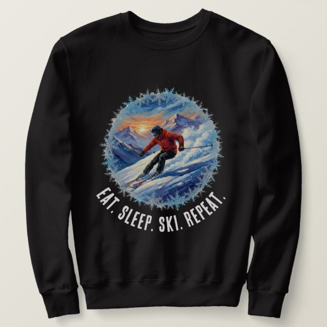 Winter Ski Sport - Eat. Sleep. Ski. Repeat. Sweatshirt (Design Front)