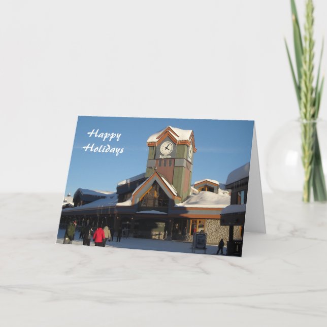 Winter Ski Village Holiday Card (Front)