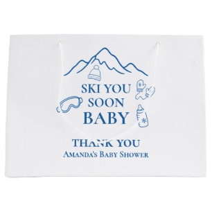 Winter Ski You Soon Blue Boy Baby Shower Large Gift Bag
