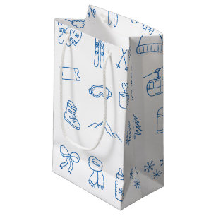 Winter Ski You Soon Blue Boy Baby Shower Small Gift Bag