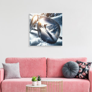 Winter Skier In Sunglasses Reflection Canvas Print