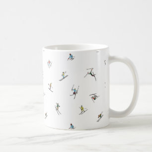 Winter Skiers In Action Pattern Coffee Mug