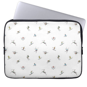 Winter Skiers In Action Pattern Laptop Sleeve