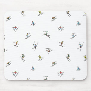 Winter Skiers In Action Pattern Mouse Mat
