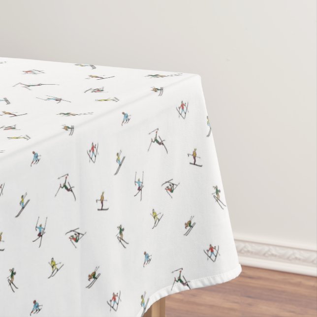 Winter Skiers In Action Pattern Tablecloth (In Situ)