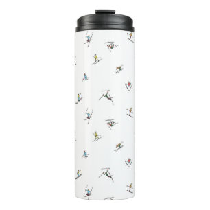 Winter Skiers In Action Pattern Thermal Tumbler