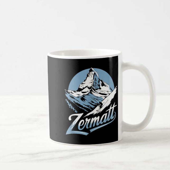 Winter skiing adventure zermatt mountain ski fun  coffee mug (Right)