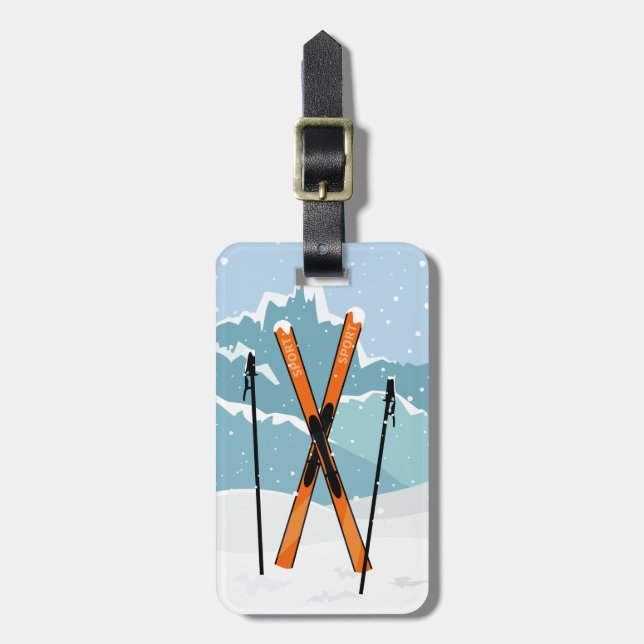 Winter Skiing custom luggage tag (Front Vertical)