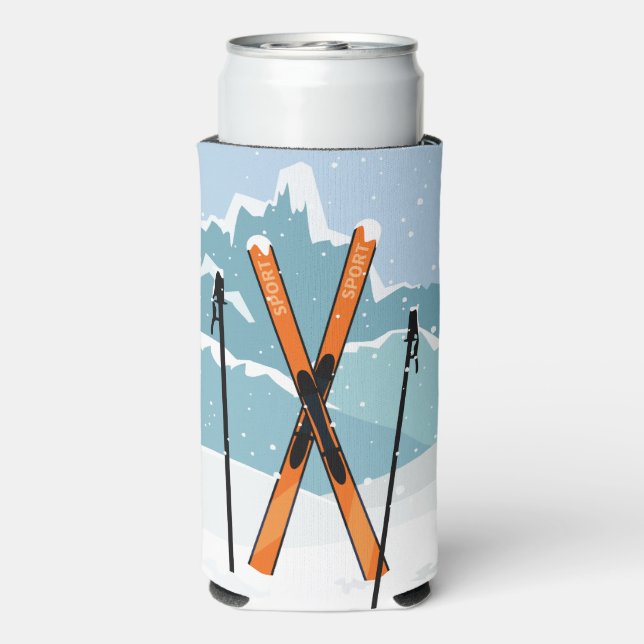 Winter Skiing custom name Seltzer Can Cooler (Seltzer Back)