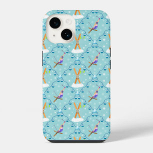 Winter Skiing Damask iPhone 14 Case