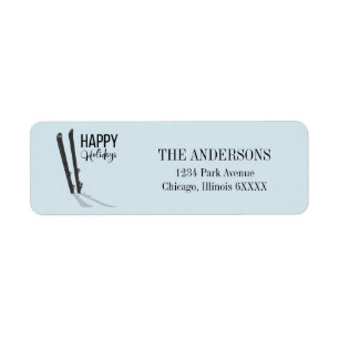 Winter Skiing Happy Holidays Address Label