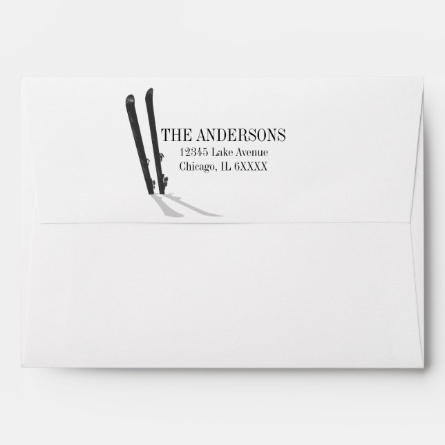 Winter Skiing Happy Holidays Christmas Envelope (Back (Top Flap))