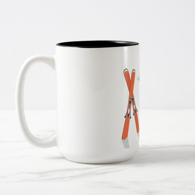 Winter Skiing Quote – Mountain Adventure Design Two-Tone Coffee Mug (Left)