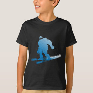 Winter Skiing Sasquatch Ski Cryptid Cryptozoology T-Shirt