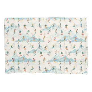 Winter Skiing Snow Mountains Pattern Sports Pillowcase