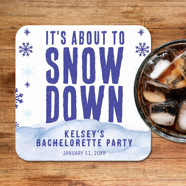 Winter Skiing Snow Snowflake Bachelorette Party Square Paper Coaster (Winter Skiing Snow Snowflake Bachelorette Party Square Paper Coaster
)