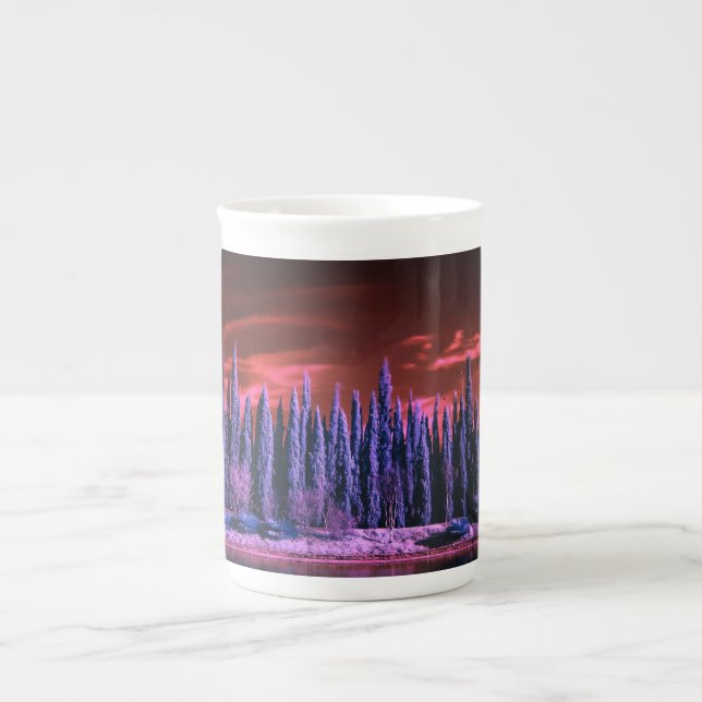 winter sky purple bone china mug (Front)