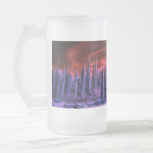 winter sky purple frosted glass beer mug