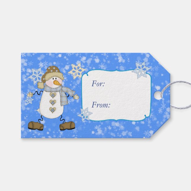 Winter Sky Snowman Christmas Gift Tags (Front (Horizontal))