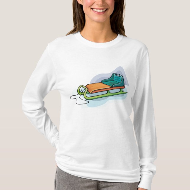 Winter Sled Fun Snow Sledge T-Shirt (Front)