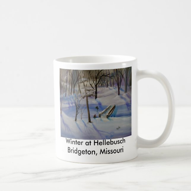 Winter Sleding, Winter at HellebuschBridgeton, ... Coffee Mug (Right)