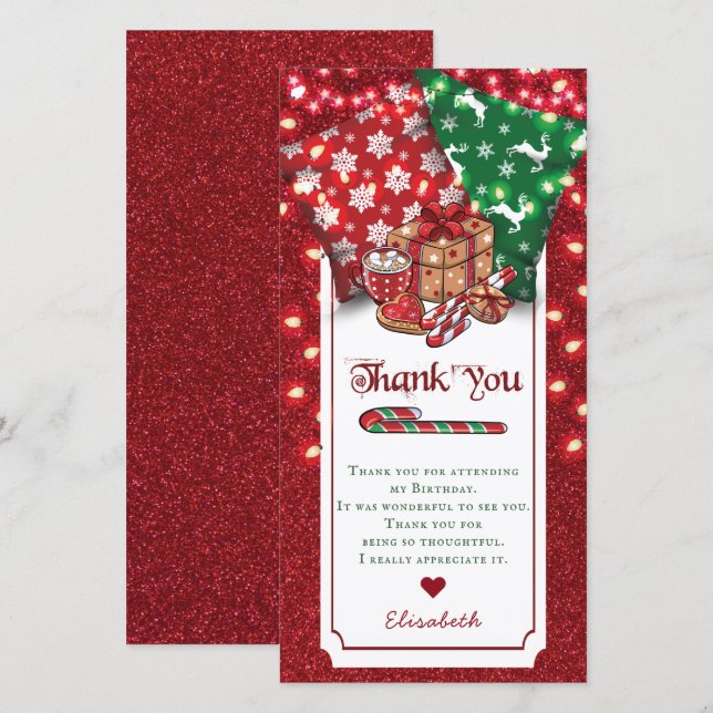 Winter Sleepover Birthday Personalised Thank You Card (Front/Back)