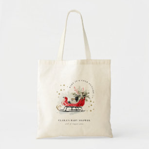 Winter Sleigh Its Cold Outside Neutral Baby Shower Tote Bag