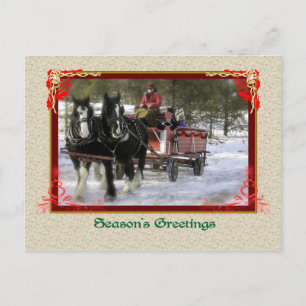Winter Sleigh Ride, Seasons Greetings Postcard