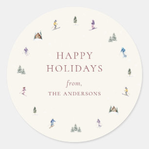WINTER SLOPES Holiday Classic Round Sticker