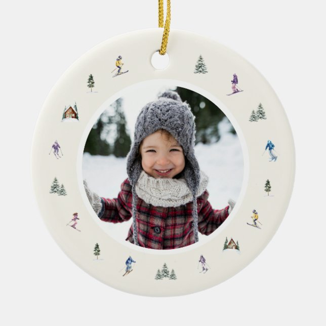 WINTER SLOPES Photo  Ceramic Tree Decoration (Front)