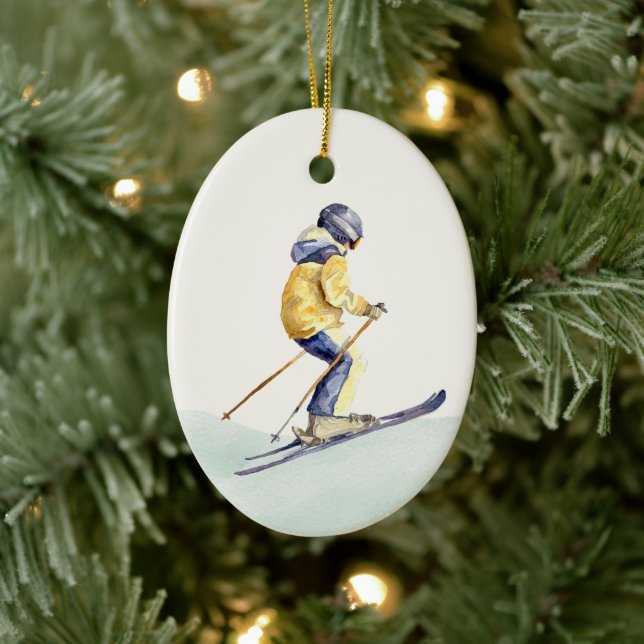 WINTER SLOPES Skier Ceramic Tree Decoration (Tree)