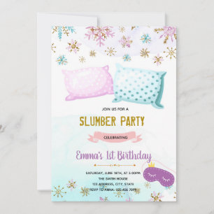 Winter slumber sleepover birthday invitation