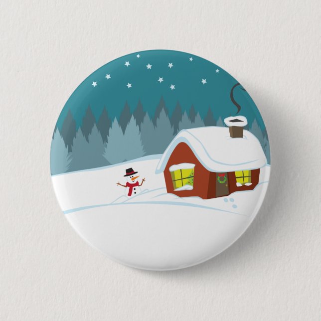Winter Snow 6 Cm Round Badge (Front)