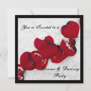 Winter Snow and Rose Petals Invitation