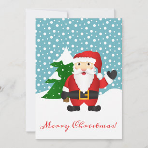 Winter Snow And Santa Claus Merry Christmas Holiday Card