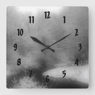 Winter Snow And Stream Nature Square Wall Clock